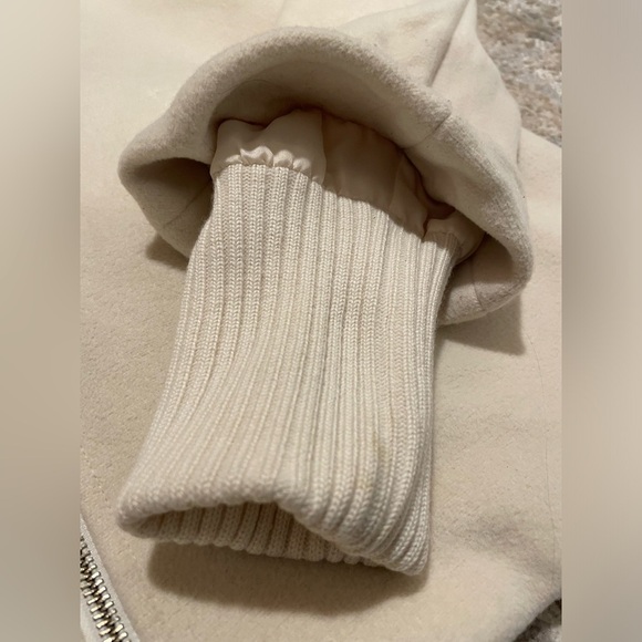 Talbots Wool Blend Ivory Jacket Full Zip Ribbed Collar Cuff Coat Women’s Size 6 - Picture 5 of 10
